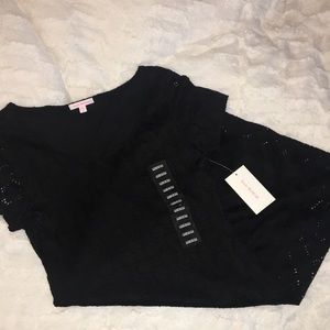 Black lace overlay mini t shirt dress